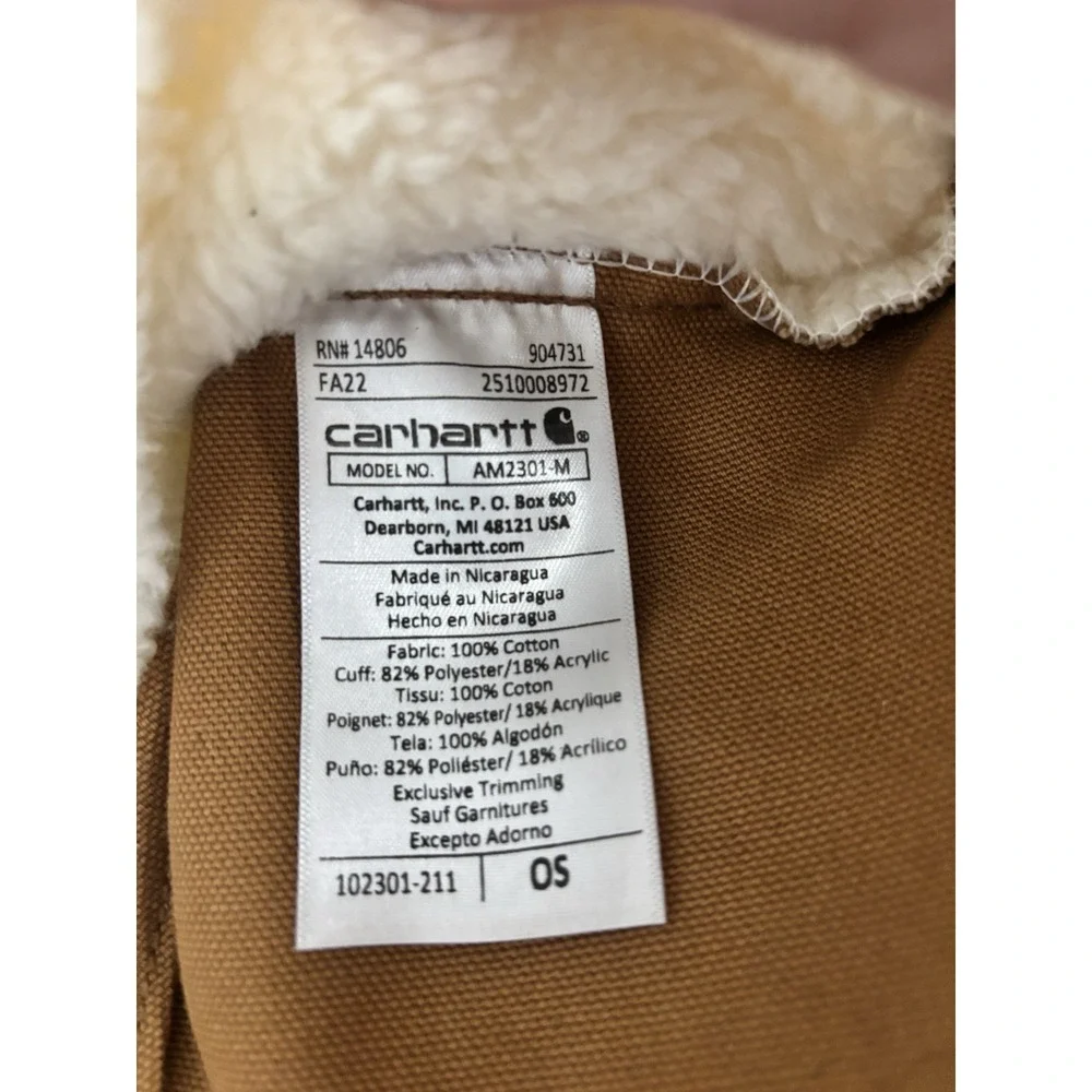 CARHARTT Christmas Stocking Brown Duck Canvas White Sherpa Cuff‎ Man Gift NWOT